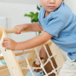 Dreiseitiges Pikler-Dreieck mit Kletterwand und Seil Dreiseitiges Pikler-Dreieck mit Kletterwand und Seil