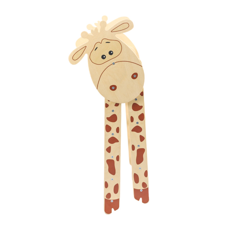 Kombination aus Pikler-Dreieck, Montessori-Schaukel und beidseitig nutzbarem Rutschbrett Elegantes Montessori-Kletterset mit Pikler-Dreieck und Giraffenmotiv