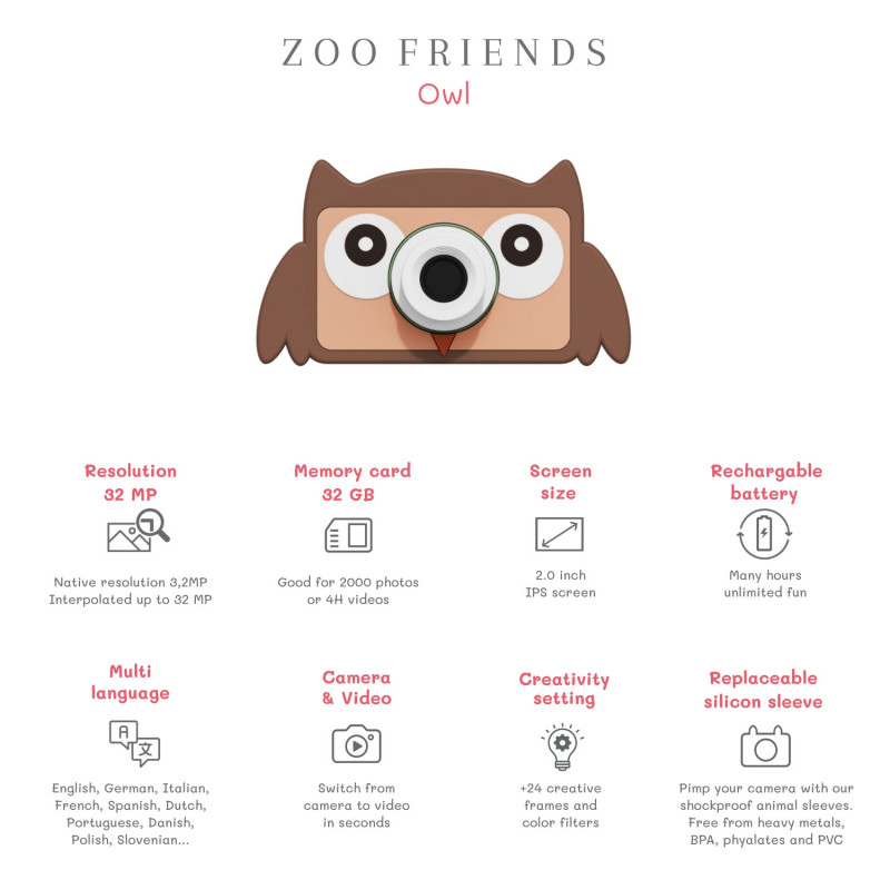 The Zoofamily Kinder-Digitalkamera Eule The Zoofamily Kinder-Digitalkamera Eule