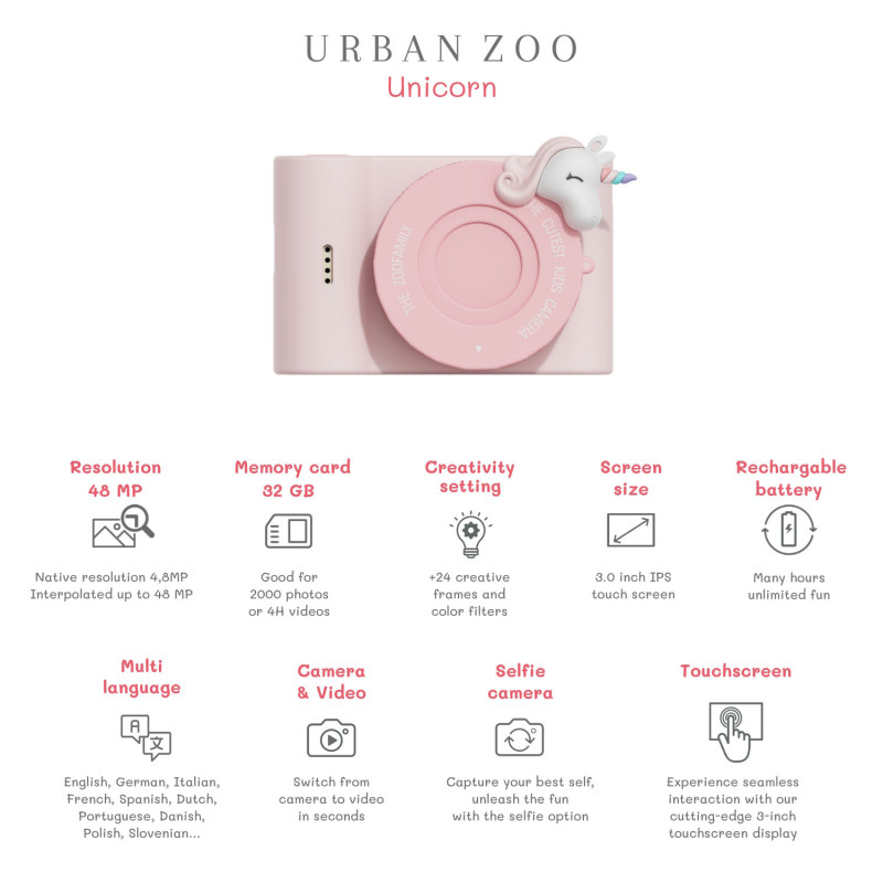 The Zoofamily UrbanZoo Kinder-Digitalkamera Einhorn The Zoofamily UrbanZoo Kinder-Digitalkamera Einhorn