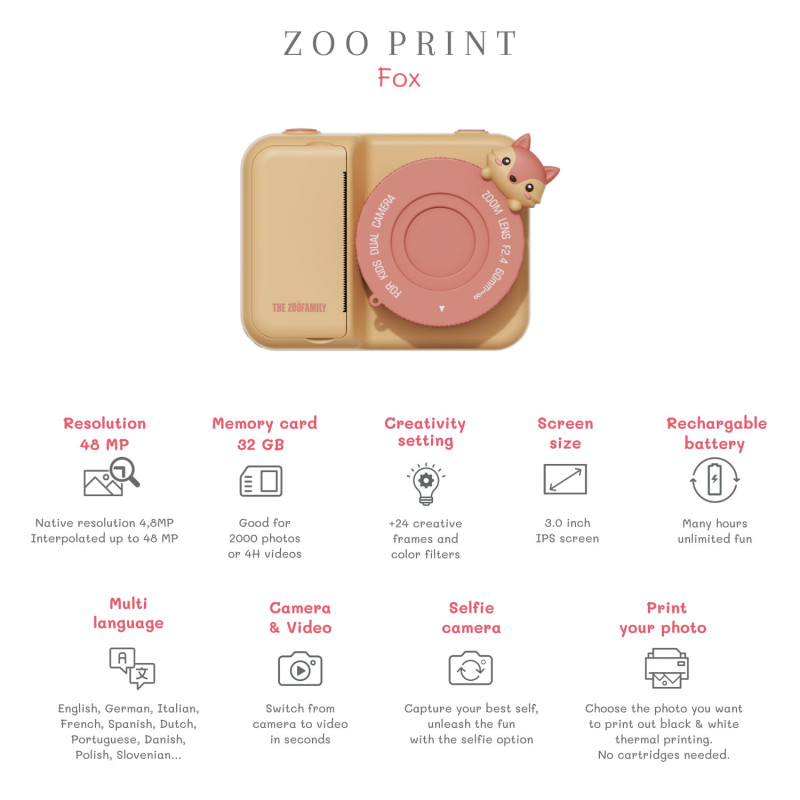 The Zoofamily Print Kinder-Digitalkamera Fuchs The Zoofamily Print Kinder-Digitalkamera Fuchs