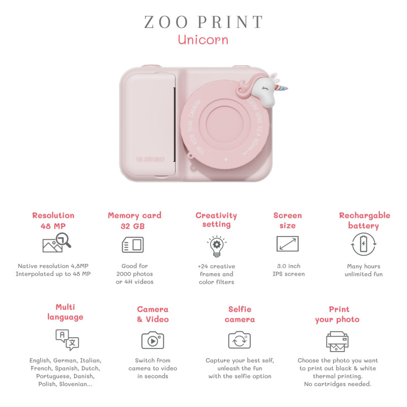 The Zoofamily Print Kinder-Digitalkamera Einhorn The Zoofamily Print Kinder-Digitalkamera Einhorn