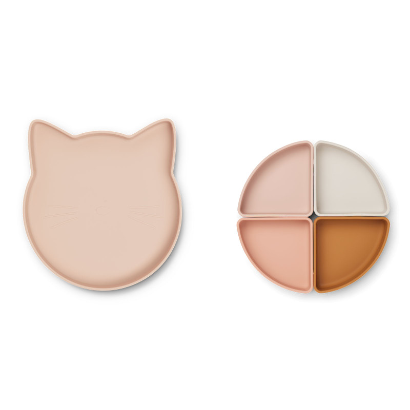LIEWOOD Silikonteller mit Fächern Katze Rose LIEWOOD Silikonteller mit Fächern Katze Rose