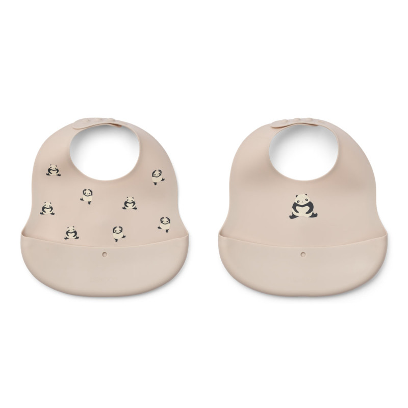 LIEWOOD Silikonlätzchen Ember Panda / Sandy 2 Stück