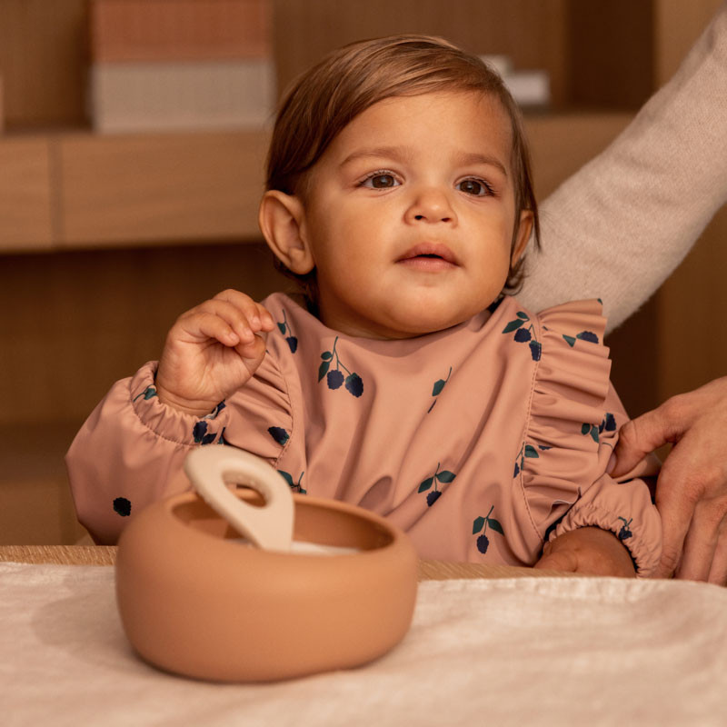 LIEWOOD Silikon-Schale mit Löffel Sparia Tuscany Rose / Apple Blossom