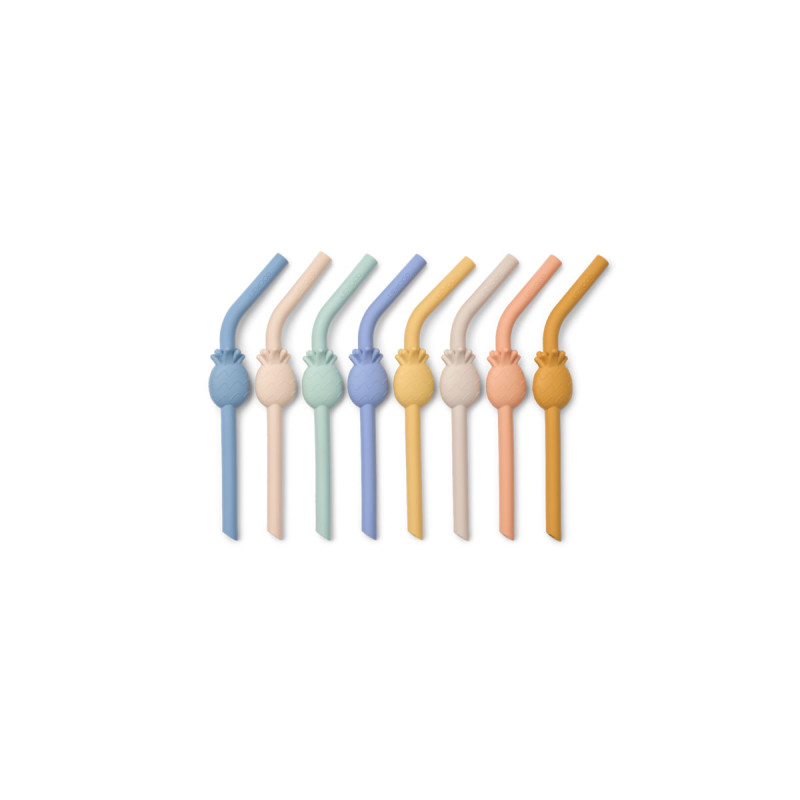 LIEWOOD Silikonstrohhalme Carlson Ananas 8er-Set