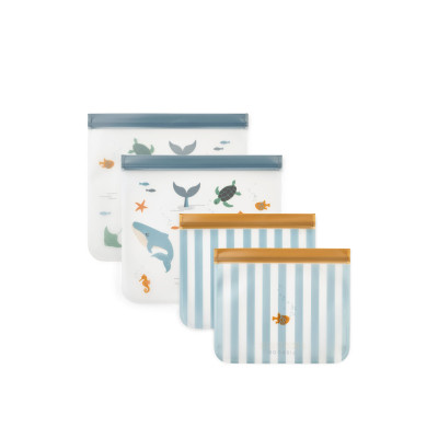 LIEWOOD Lebensmittelbeutel Rebus 4er-Set Sea creature / Sandy