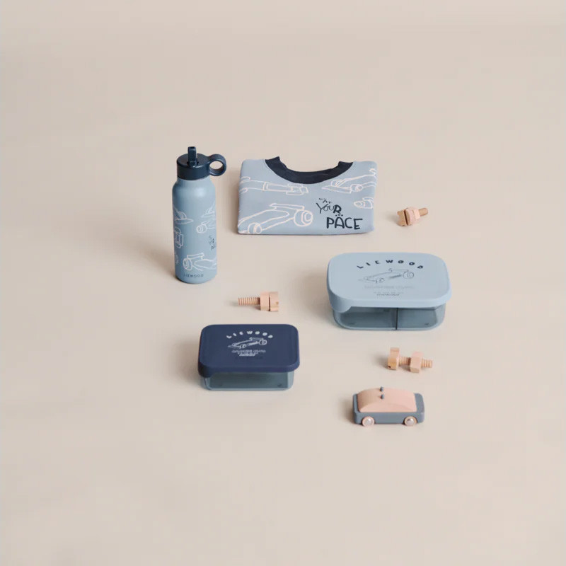 LIEWOOD Tritan-Lunchbox Arthur Race cars / Beach blue