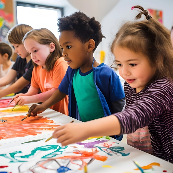 Kinder malen in der Schule