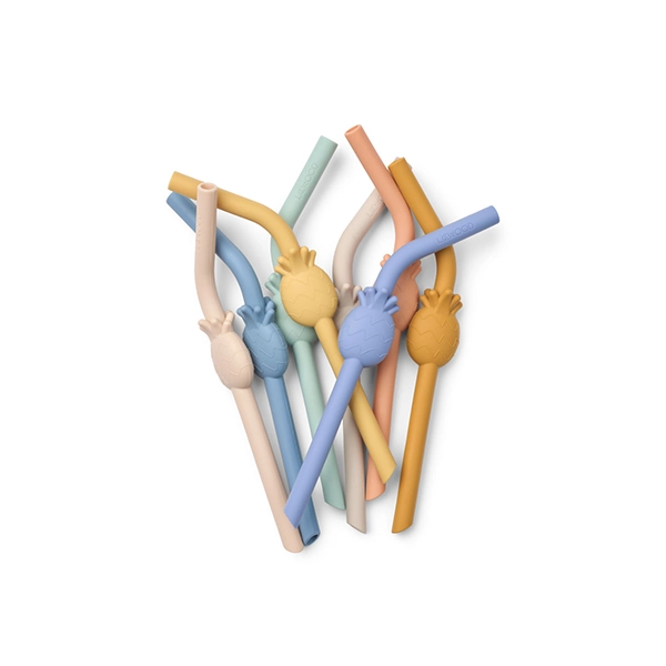 LIEWOOD Silikonstrohhalme Carlson Ananas 8er-Set