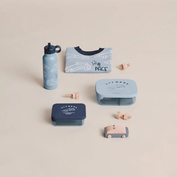 LIEWOOD Brotdose Arthur Race cars / Beach blue